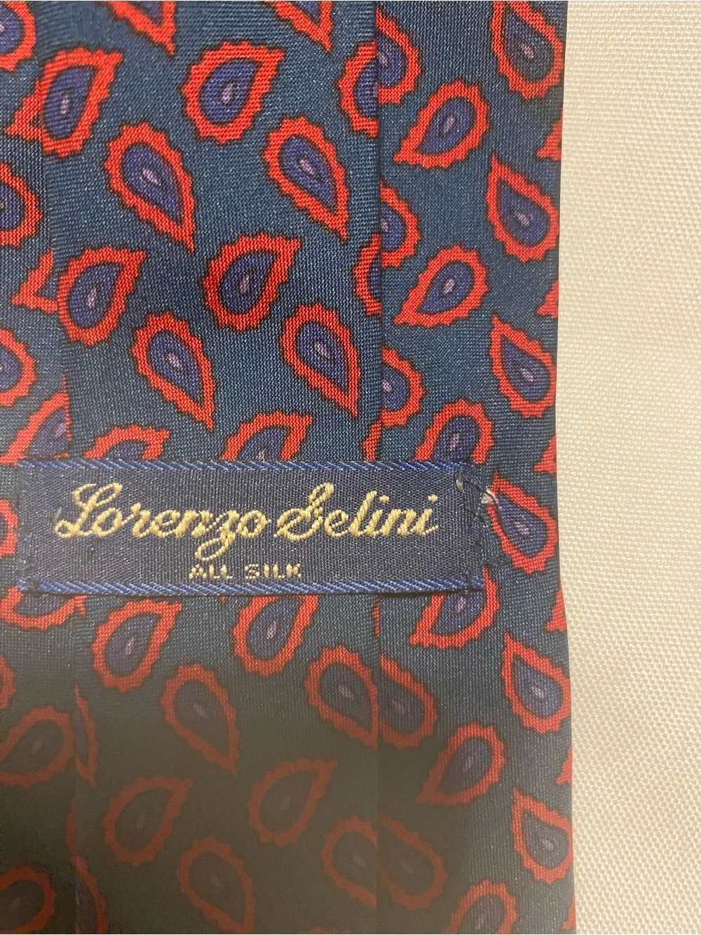 Men’s Navy Silk Tie with Red Paisley